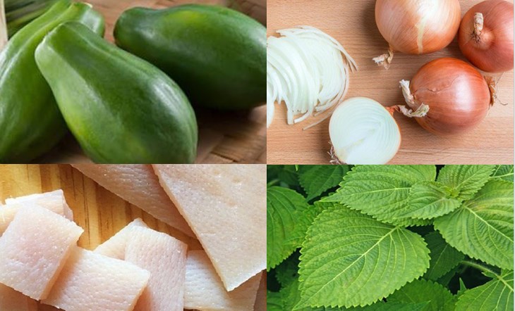 Nguyên liệu món ăn gỏi đu đủ da heo