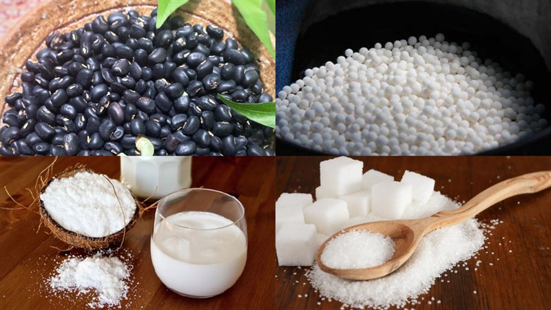 Nguyên liệu món ăn chè đậu đen nước cốt dừa bột báng