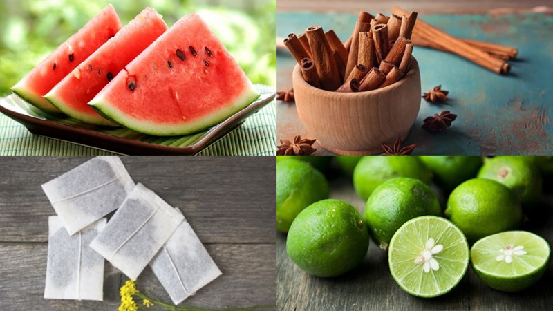 Nguyên liệu món ăn trà dưa hấu chanh, trà dưa hấu húng tây