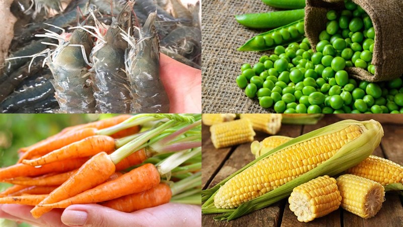 Nguyên liệu món ăn 3 cách nấu súp tôm rau củ, bông cải xanh và phô mai