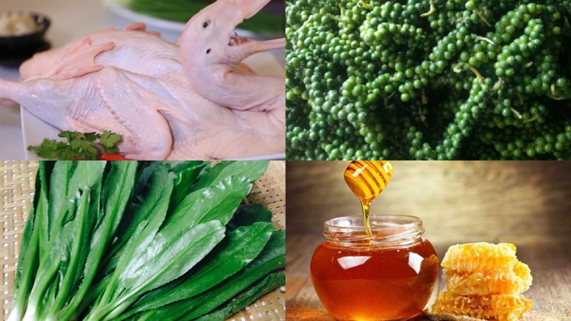 Nguyên liệu món ăn vịt nướng giả cầy, vịt nướng tiêu xanh