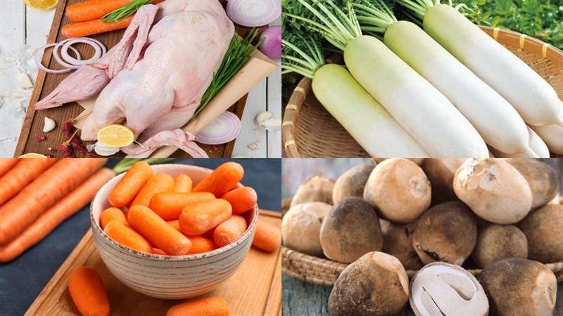 Nguyên liệu món ăn miến vịt
