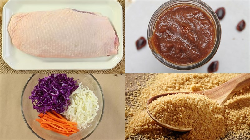 Nguyên liệu món ăn gỏi vịt sốt me