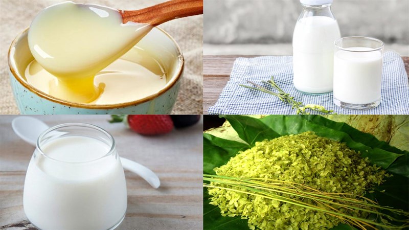 Nguyên liệu món ăn cách làm sữa chua cốm xanh