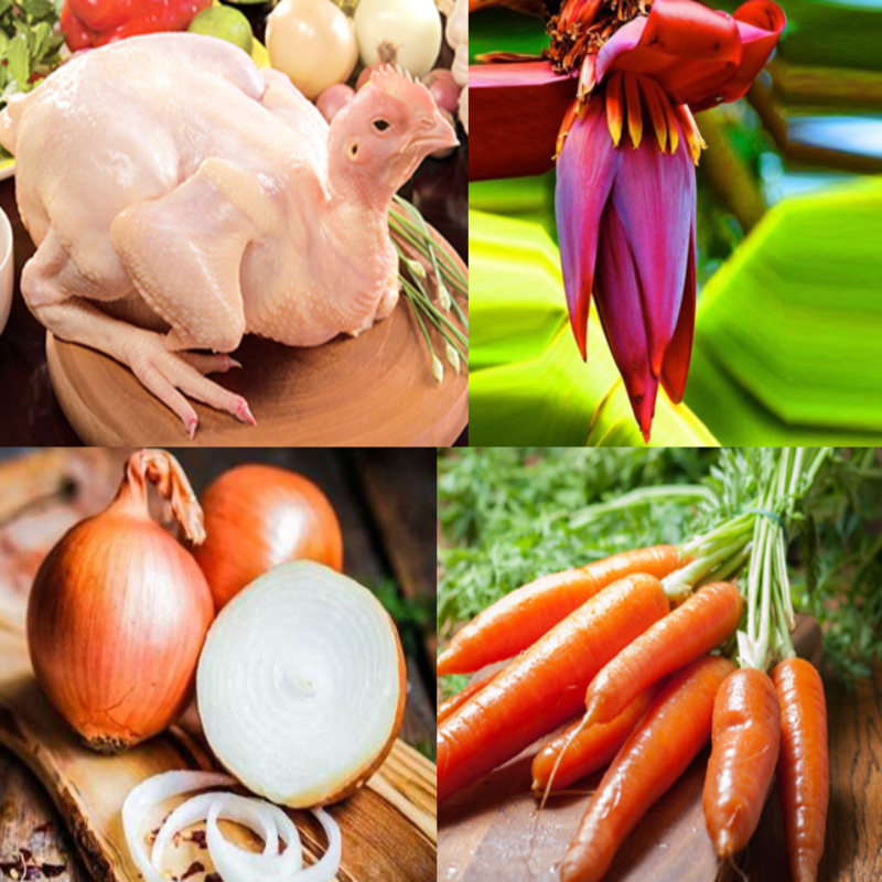 Nguyên liệu món ăn gỏi gà hoa chuối, gỏi gà hoa phượng