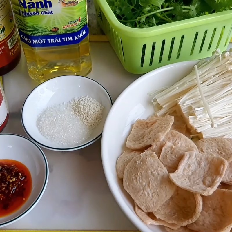 Nguyên liệu món ăn thịt cuộn nấm kim châm chay nướng