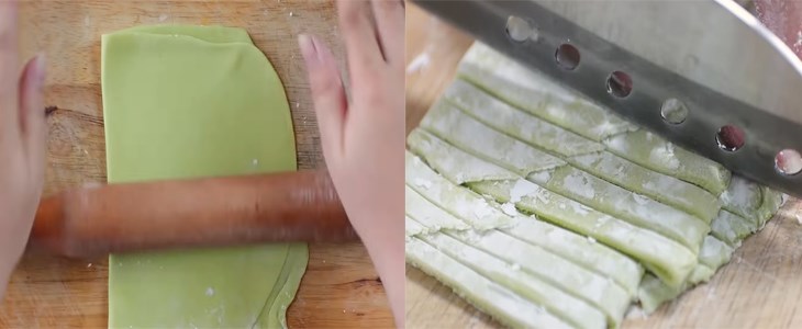 Bước 2 Cắt sợi mì Sợi mì 3 màu