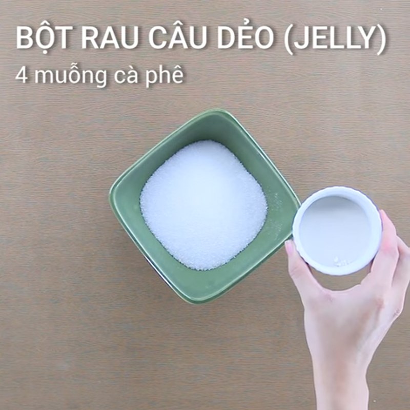 Bước 1 Đun hỗn hợp rau câu Trân châu trắng