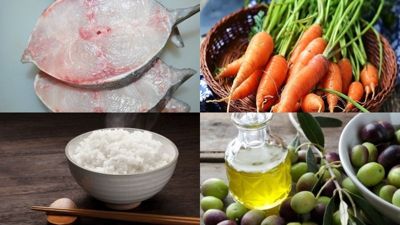 Nguyên liệu món ăn cháo cá bớp cà rốt