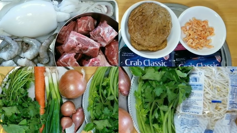 Nguyên liệu món ăn bánh canh hải sản