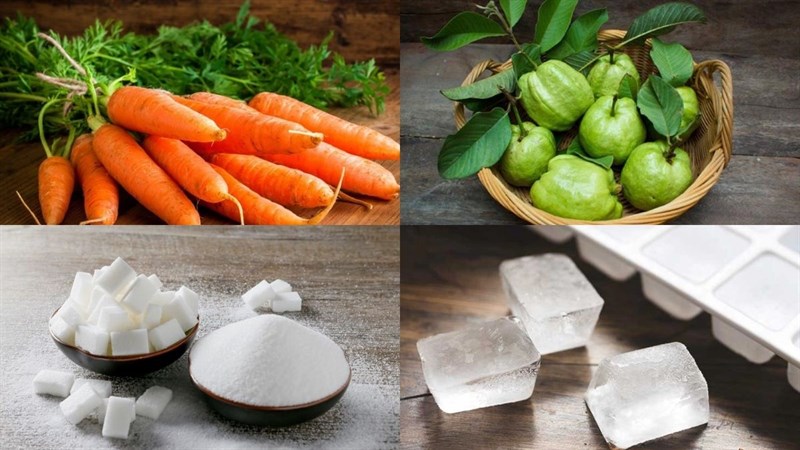 Nguyên liệu món ăn nước ép ổi cà rốt