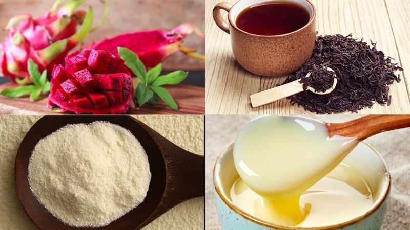 Nguyên liệu món ăn trà sữa thanh long đỏ