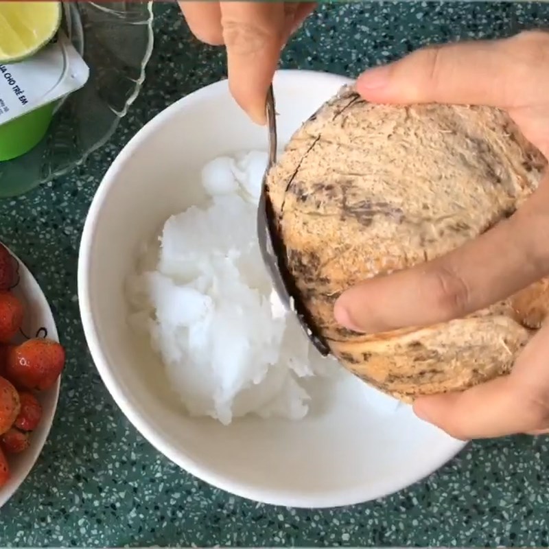 Bước 1 Sơ chế nguyên liệu Kem dừa sáp