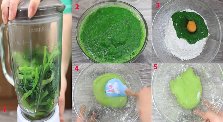 Bước 1 Sơ chế nguyên liệu và nhào bột Sợi mì rau củ