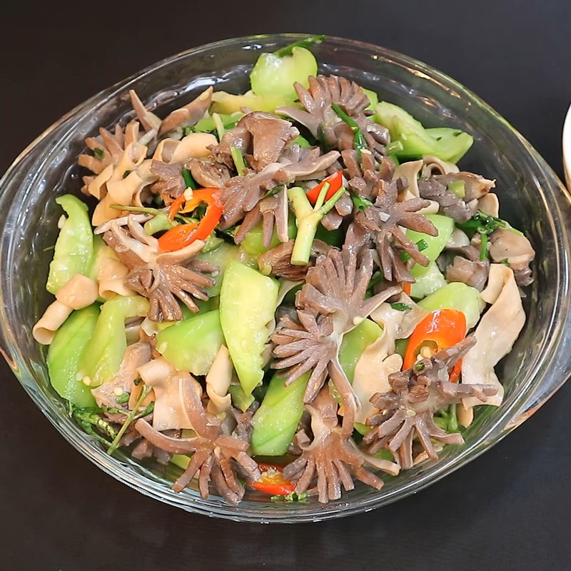 Bước 5 Thành phẩm Lòng vịt xào mướp hương, rau rút