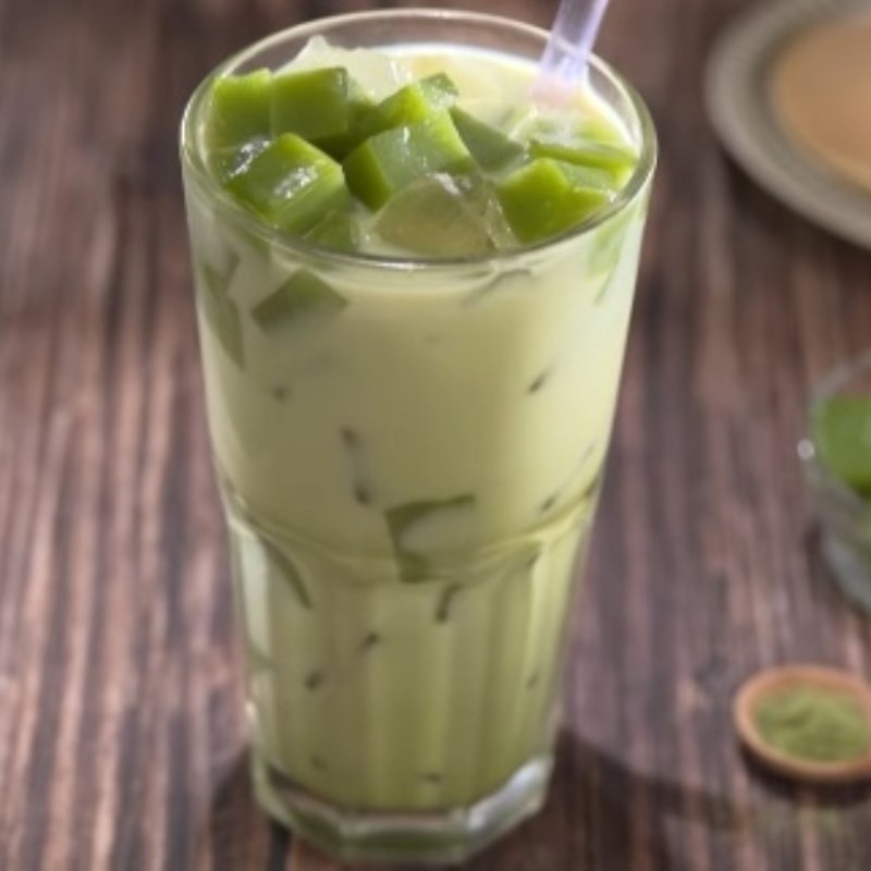 Bước 4 Thành phẩm Trà sữa gạo rang thạch matcha