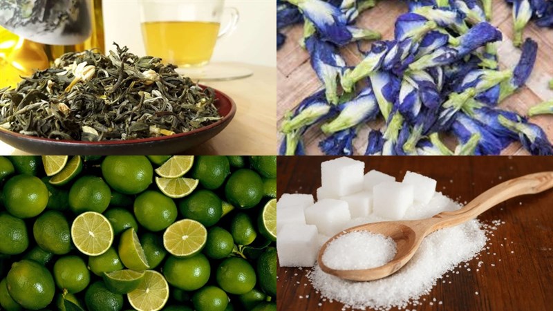 Nguyên liệu món ăn trà chanh hoa đậu biếc