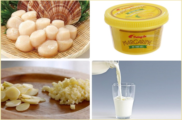 Nguyên liệu món ăn cồi sò điệp sốt bơ tỏi và sốt chanh dây