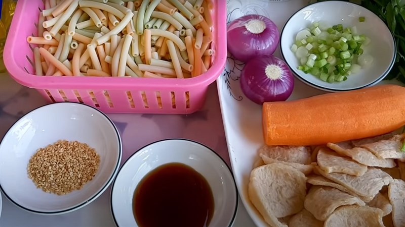 Nguyên liệu món ăn 3 món nui xào chay