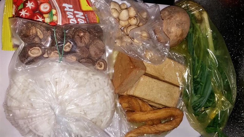 Nguyên liệu món ăn bánh canh nấm chay