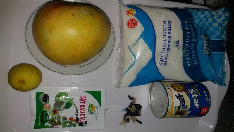 Nguyên liệu món ăn rau câu xoài 3 tầng