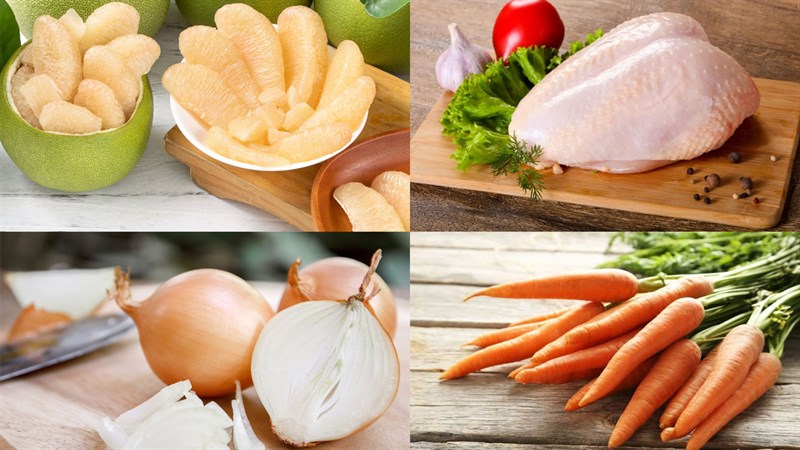 Nguyên liệu món ăn gỏi bưởi thịt gà