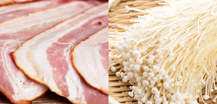 Nguyên liệu món ăn 2 món thịt xông khói cuộn