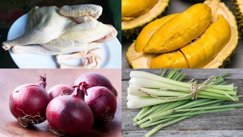 Nguyên liệu món ăn gà nướng sầu riêng