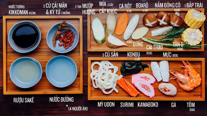 Nguyên liệu món ăn 3 cách nấu mì udon hải sản
