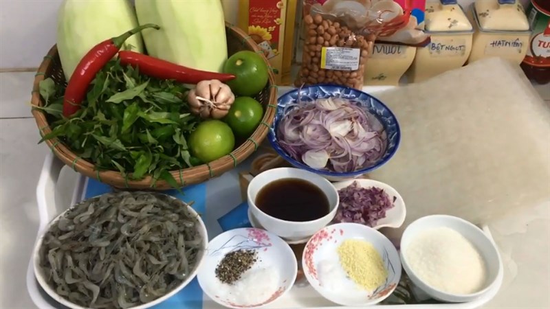 Nguyên liệu món ăn gỏi tép đu đủ