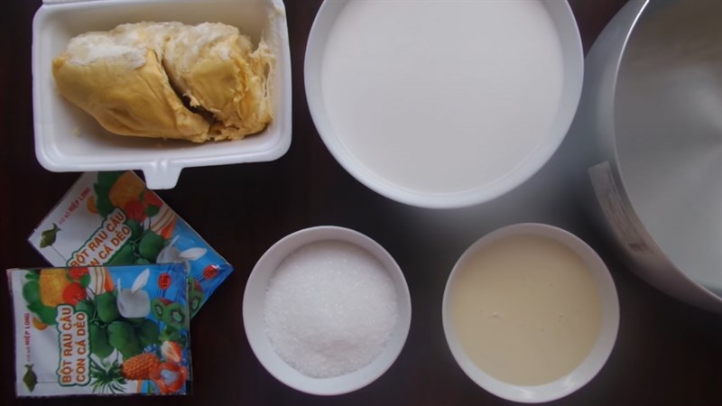 Nguyên liệu món ăn rau câu sầu riêng