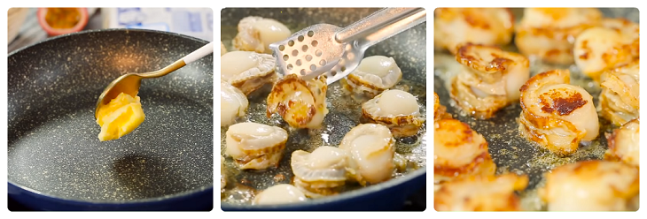 Bước 2 Áp chảo cồi sò điệp Sò điệp sốt chanh dây