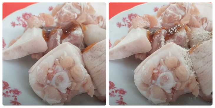 Bước 1 Sơ chế đuôi heo Đuôi heo hầm đu đủ