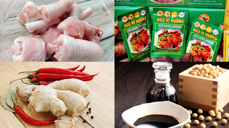 Nguyên liệu món ăn đuôi heo nướng chao và đuôi heo nướng sa tế