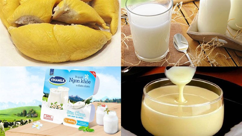 Nguyên liệu món ăn sửa chua dẻo sầu riêng và pudding sầu riêng
