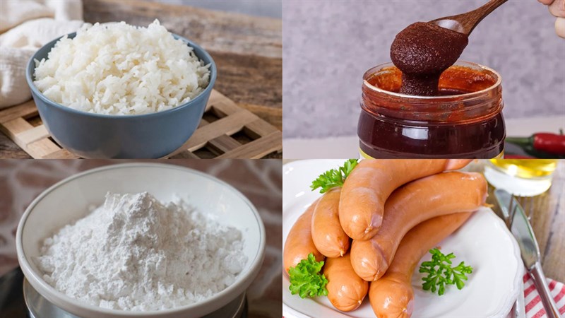 Nguyên liệu món ăn bánh gạo tokbokki bằng cơm nguội