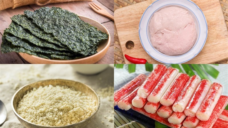 Nguyên liệu món ăn chả giò hải sản cuộn rong biển