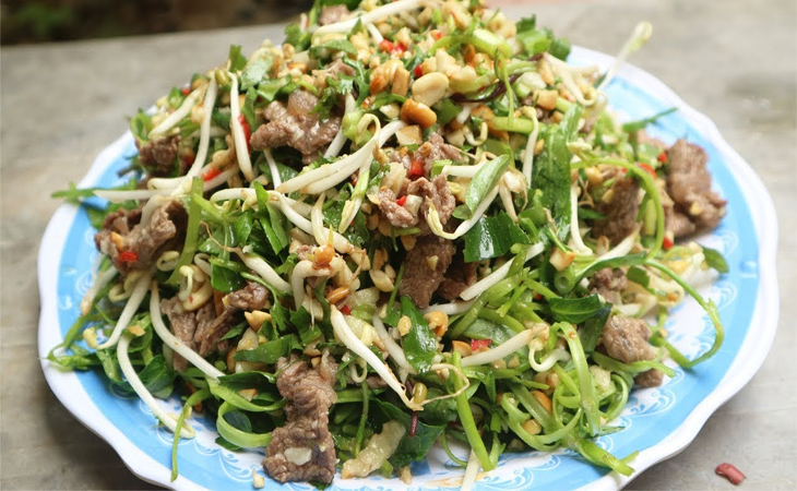 Bước 4 Thành phẩm Nộm rau muống thịt bò