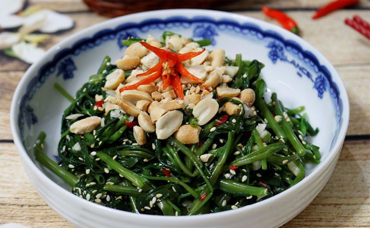 Bước 5 Thành phẩm Nộm rau muống đậu phộng