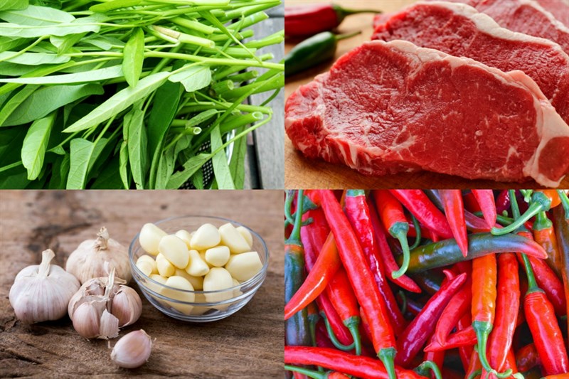 Nguyên liệu món ăn 4 cách nộm rau muống