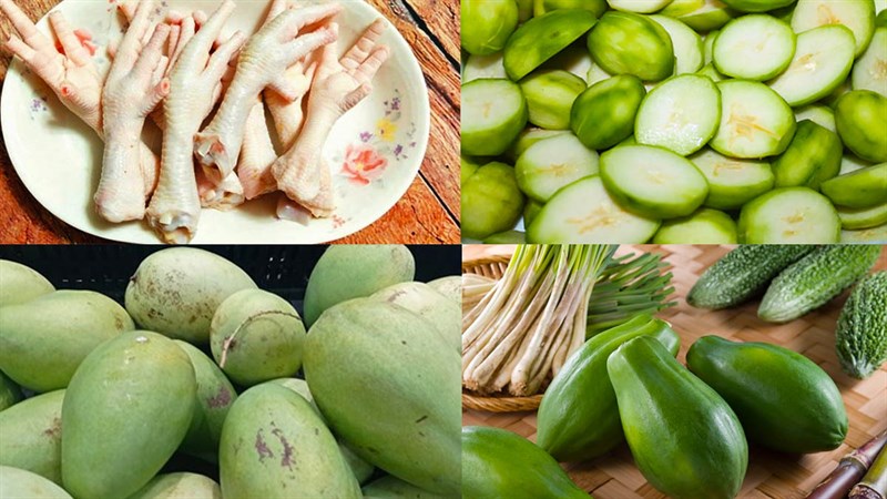 Nguyên liệu món ăn gỏi chân gà thái lan