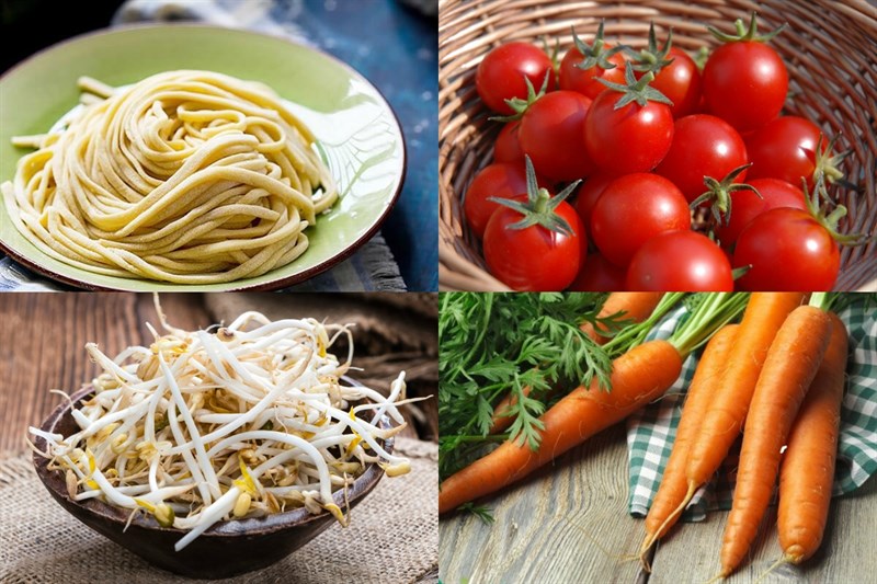 Nguyên liệu món ăn 2 cách làm mì xào chay và phở xào chay