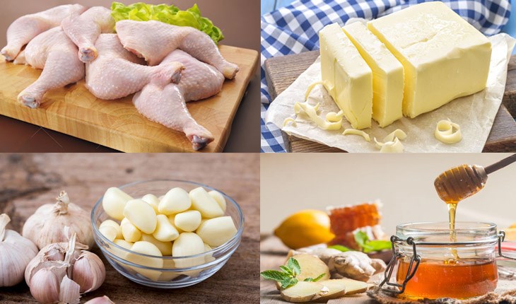 Nguyên liệu món ăn đùi gà nướng bơ tỏi và nướng ngũ vị
