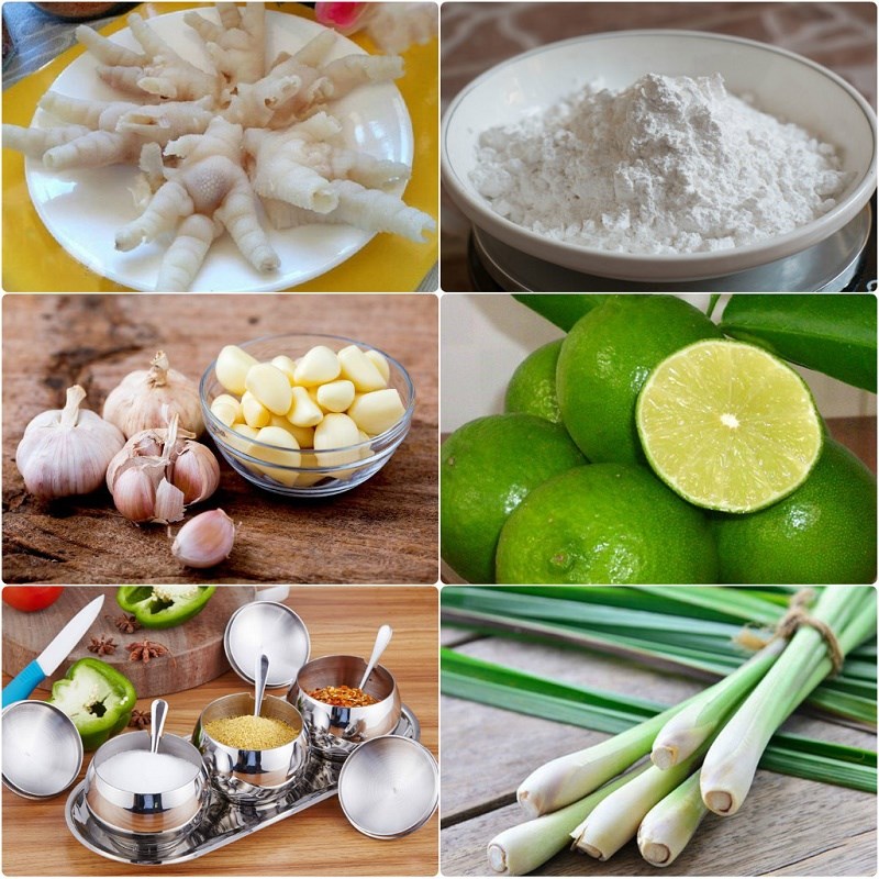 Nguyên liệu món ăn chân gà rút xương chiên