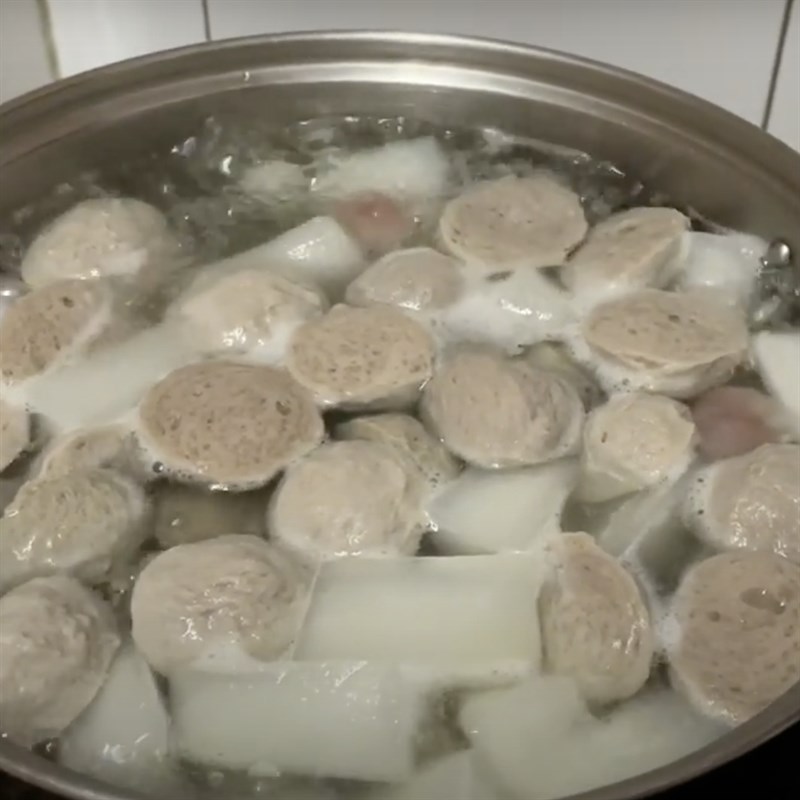 Bước 2 Nấu nước dùng Bún nước lèo bò viên