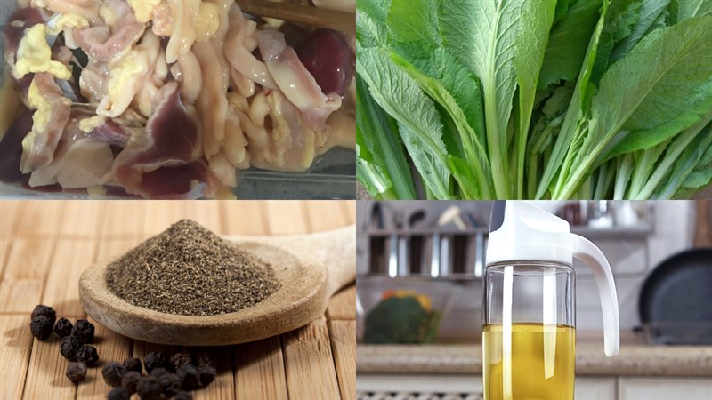 Nguyên liệu món ăn canh cải bẹ xanh lòng gà