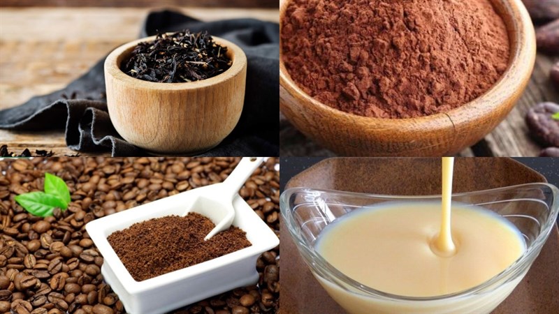 Nguyên liệu món ăn trà sữa kem tiramisu, trà sữa kem phô mai tiramisu