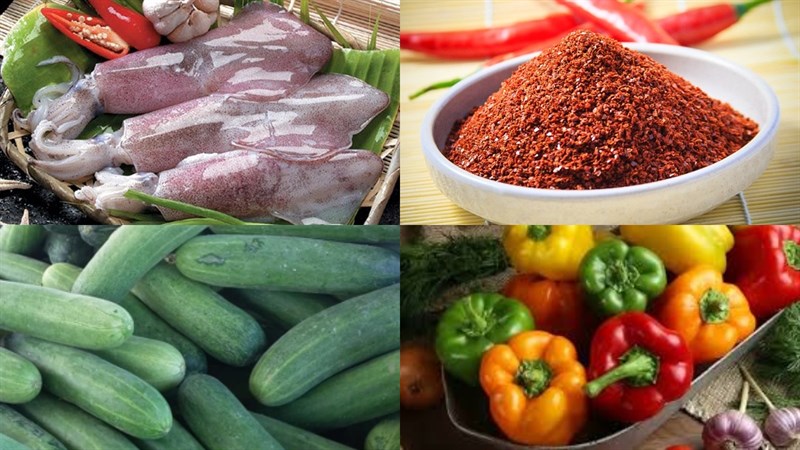 Nguyên liệu món ăn salad mực