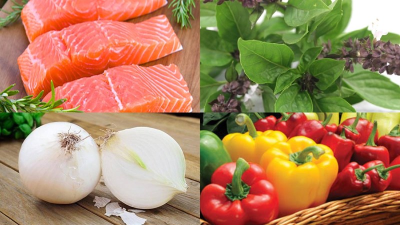 Nguyên liệu món ăn salad cá hồi trộn dầu giấm và salad cá hồi trộn sữa chua