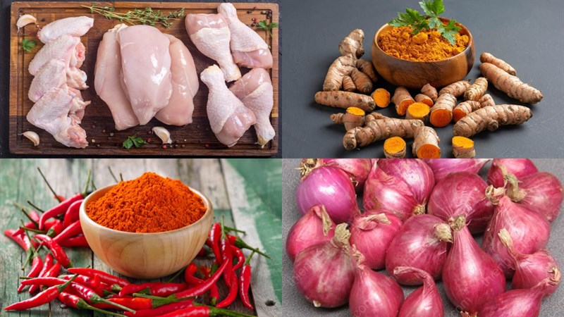 Nguyên liệu món ăn cà ri gà cay